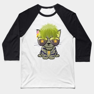 Glam Rock Kitty Cat Baseball T-Shirt